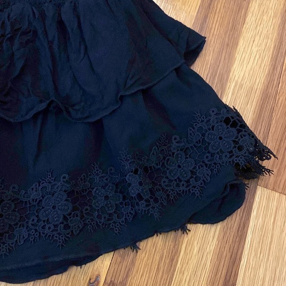 Katie J NYC Black Lace Trimmed Ruffled Skirt Size Small - Picture 3 of 7